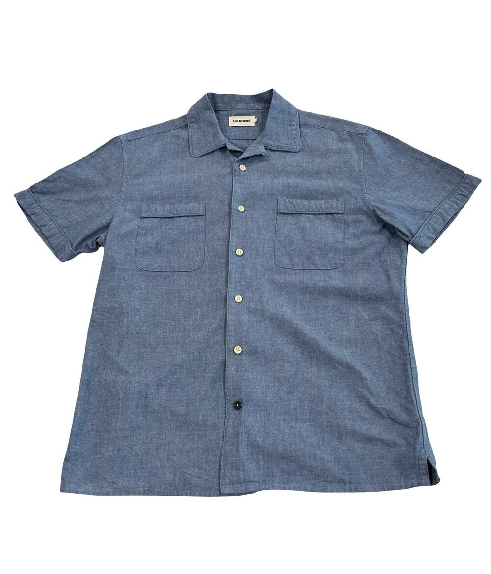 Taylor Stitch Short Sleeve Button Up Shirt Mens Sz 40 - M Blue Cotton Midweigth